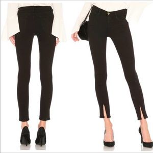Frame Le High Skinny Front Zipper Slit Black Jeans 23